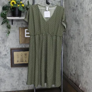 Isabel Maternity Polka Dot Cuff Short Sleeve Fit & Flare Maternity Dress