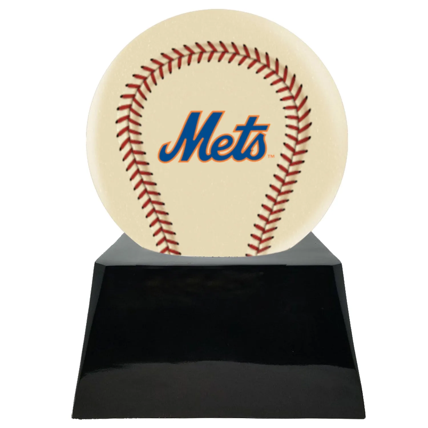 Ivory Baseball Trophy Urn Base with Optional New York Mets Team Sphere
