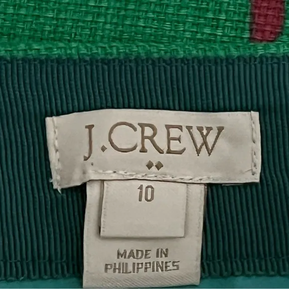 J. Crew Bold Colorful, Green Floral Cotton Basketweave chic Pencil skirt Office