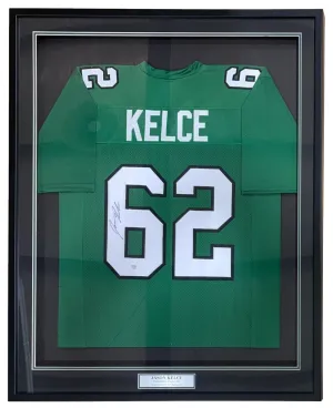 Jason Kelce Philadelphia Signed Framed Kelly Green Football Jersey PSA ITP Holo