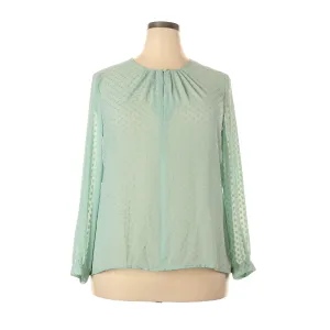 J.Crew Mint Green Pin Dot Smocked Neck Blouse