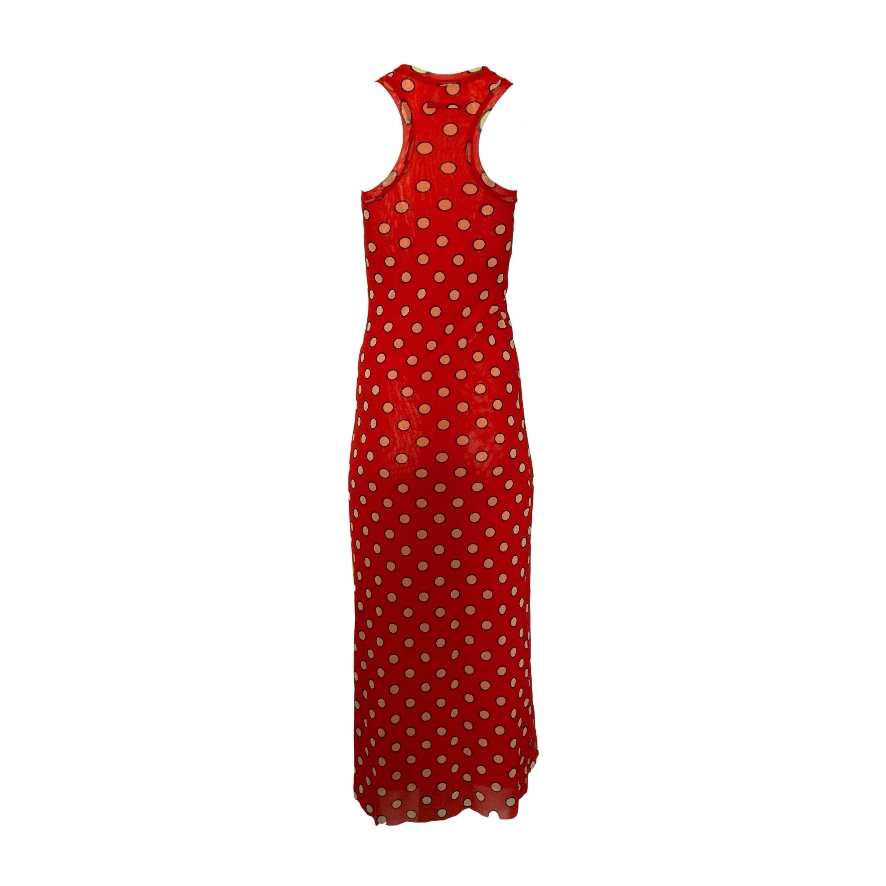 Jean Paul Gaultier Orange Polka Dot Mesh Dress