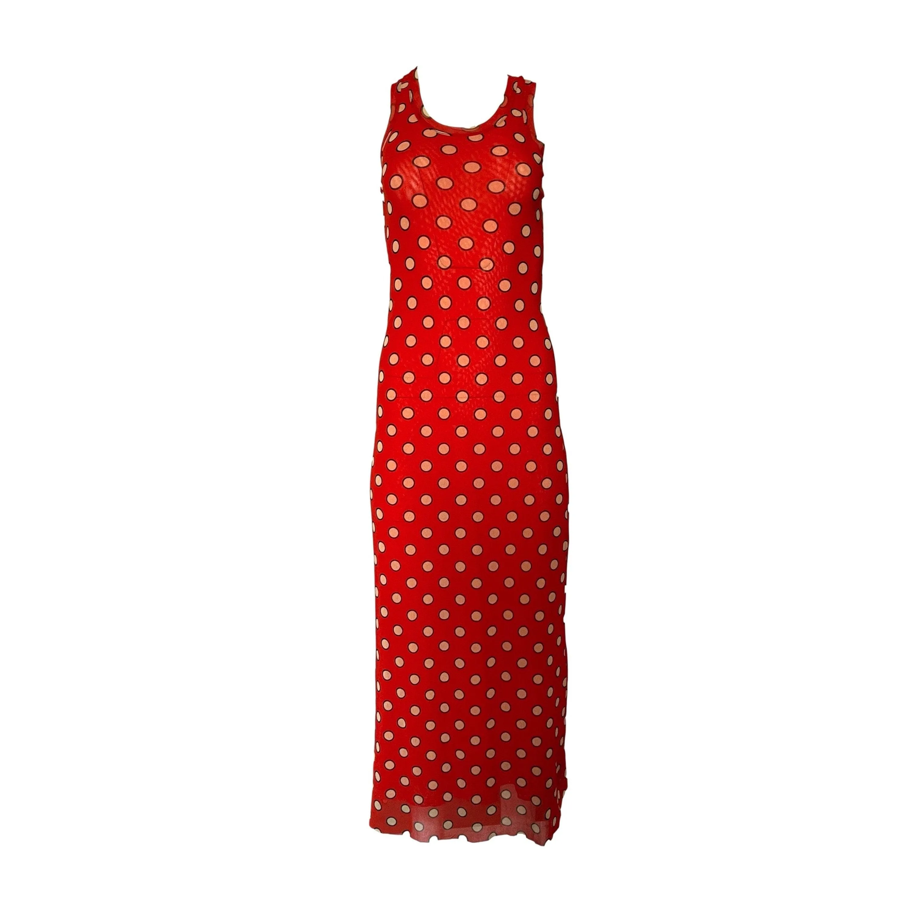 Jean Paul Gaultier Orange Polka Dot Mesh Dress