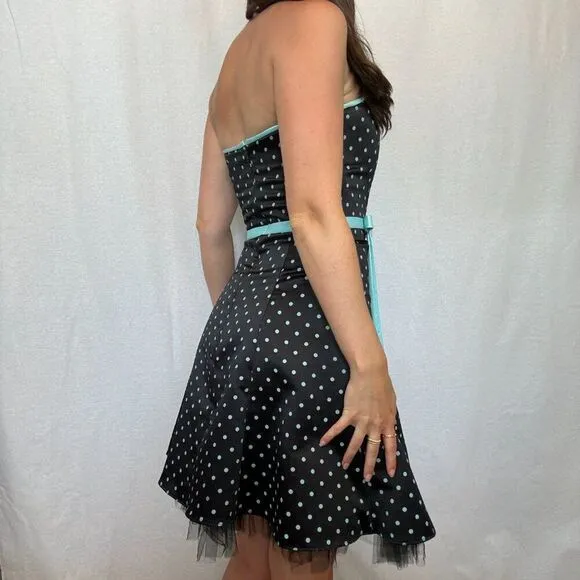 Jessica McClintock Polka Dot Strapless Y2K Mini Dress