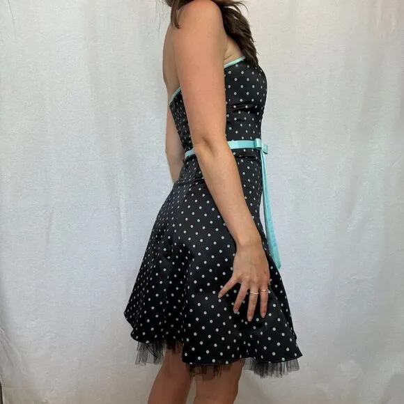 Jessica McClintock Polka Dot Strapless Y2K Mini Dress