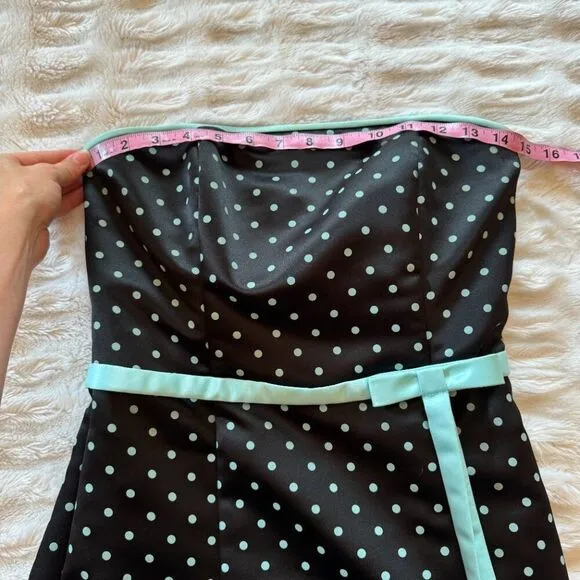 Jessica McClintock Polka Dot Strapless Y2K Mini Dress