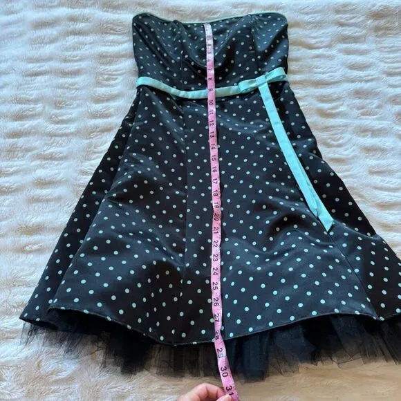 Jessica McClintock Polka Dot Strapless Y2K Mini Dress