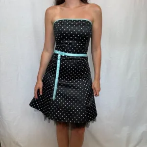 Jessica McClintock Polka Dot Strapless Y2K Mini Dress