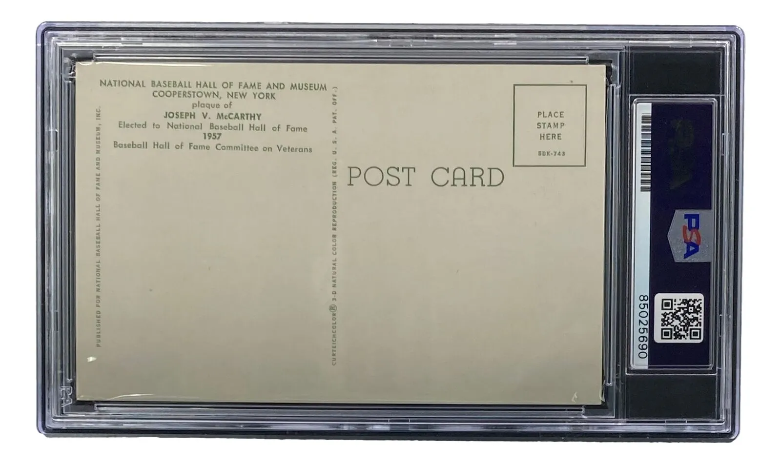 Joe McCarthy Signed 4x6 New York Yankees HOF Plaque Card PSA/DNA 85025690