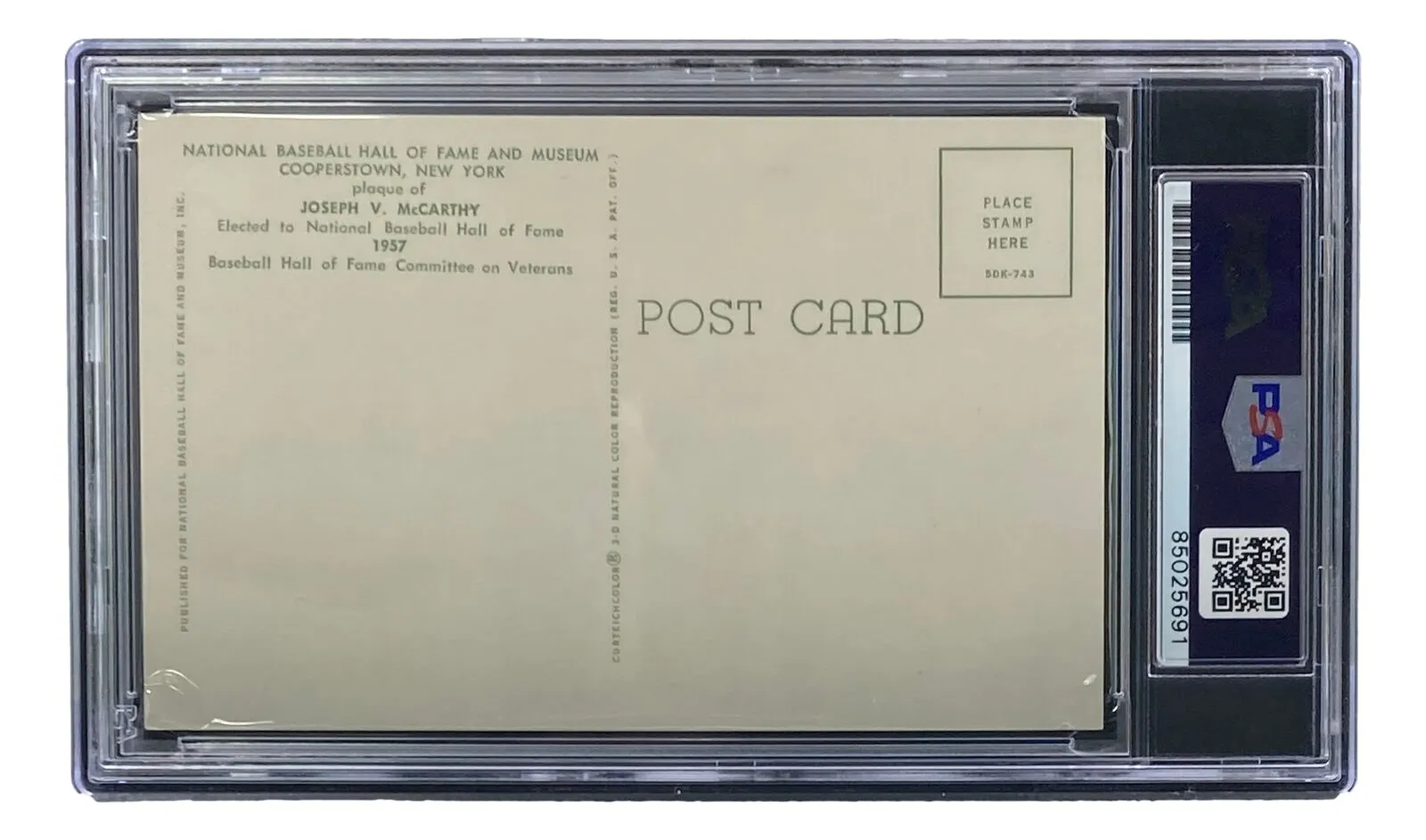 Joe McCarthy Signed 4x6 New York Yankees HOF Plaque Card PSA/DNA 85025691
