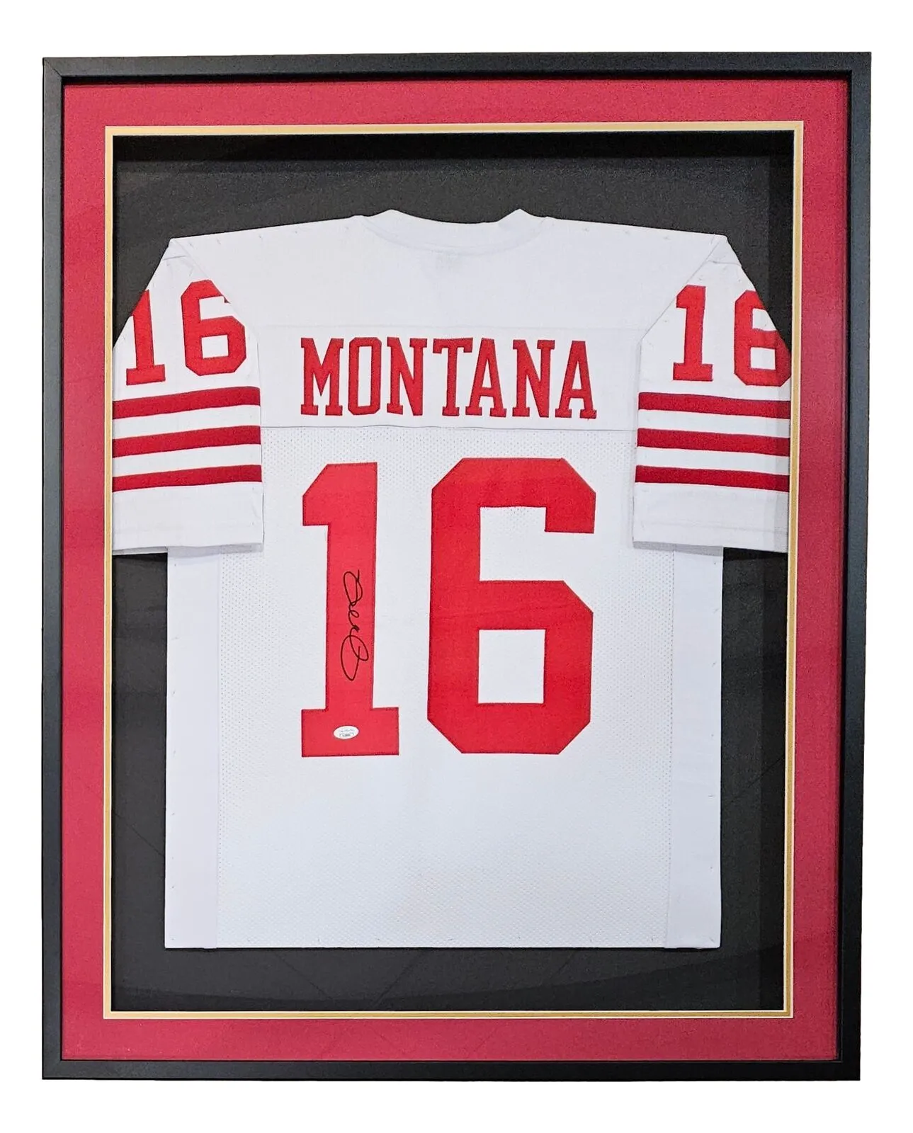 Joe Montana Signed Framed Custom White Pro Style Football Jersey JSA