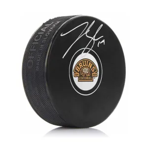 Johnny Beecher Autographed Boston Bruins 100th Anniversary Hockey Puck JSA PSA