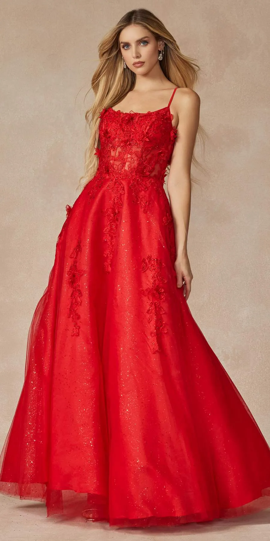 Juliet 285 Floor Length A-Line 3D Floral Applique Ball Gown