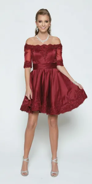 Juliet 804 Short Dress Off-Shoulder with Appliques
