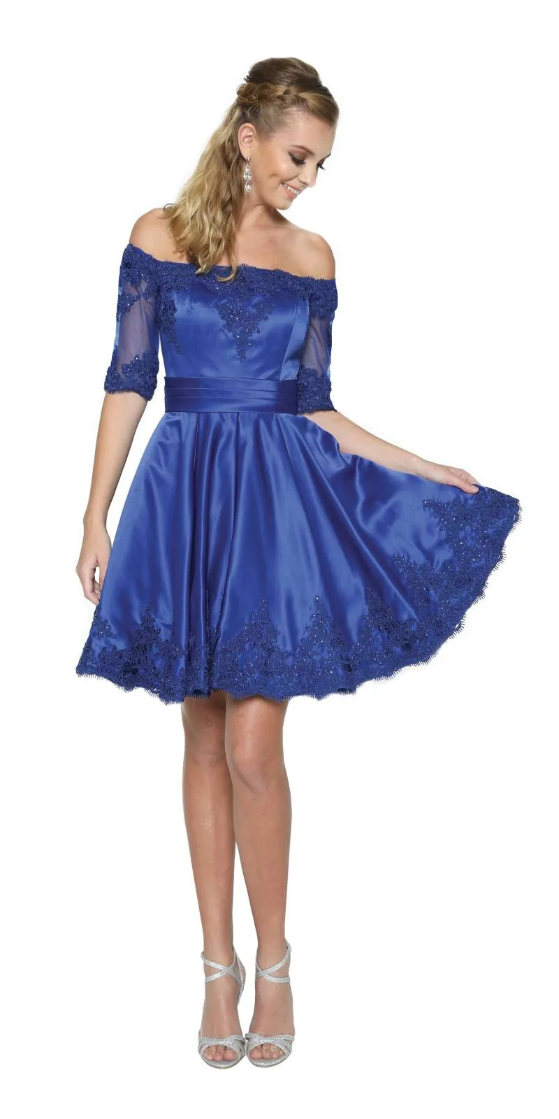 Juliet 804 Short Dress Off-Shoulder with Appliques
