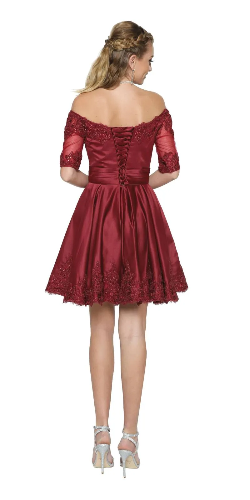 Juliet 804 Short Dress Off-Shoulder with Appliques