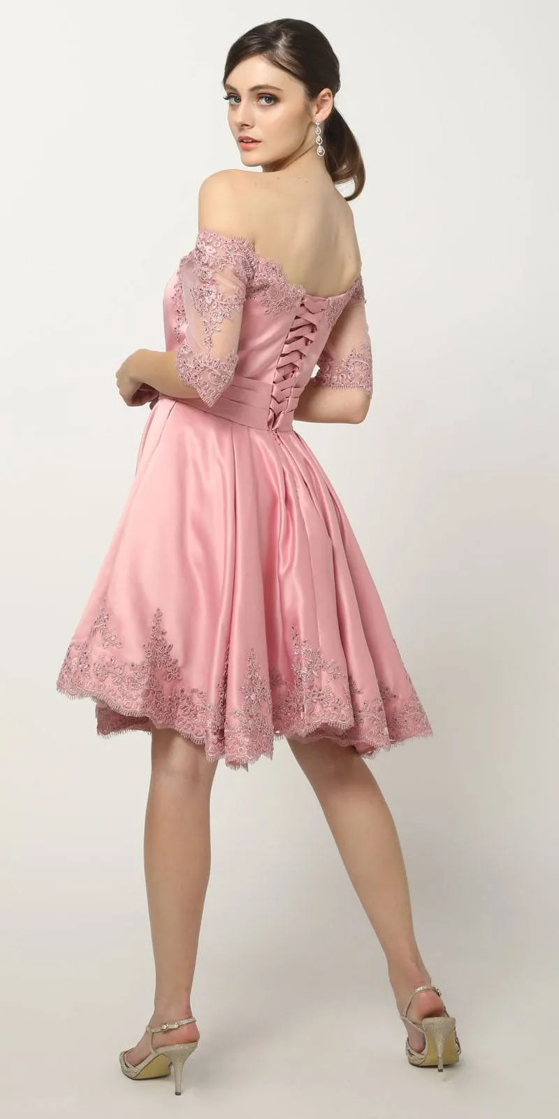 Juliet 804 Short Dress Off-Shoulder with Appliques