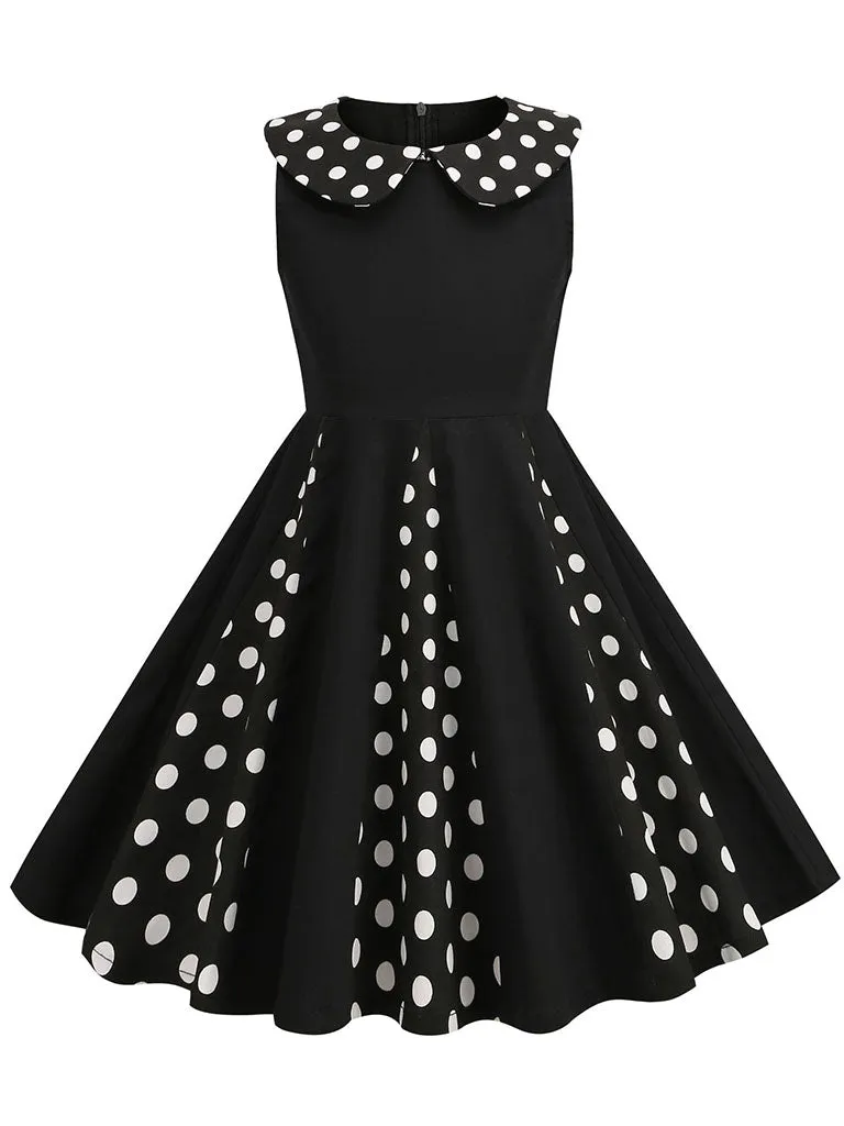 Kids Little Girls' Dress Peter Pan Collar Polka Dot Cotton 1950S Vintage Dress