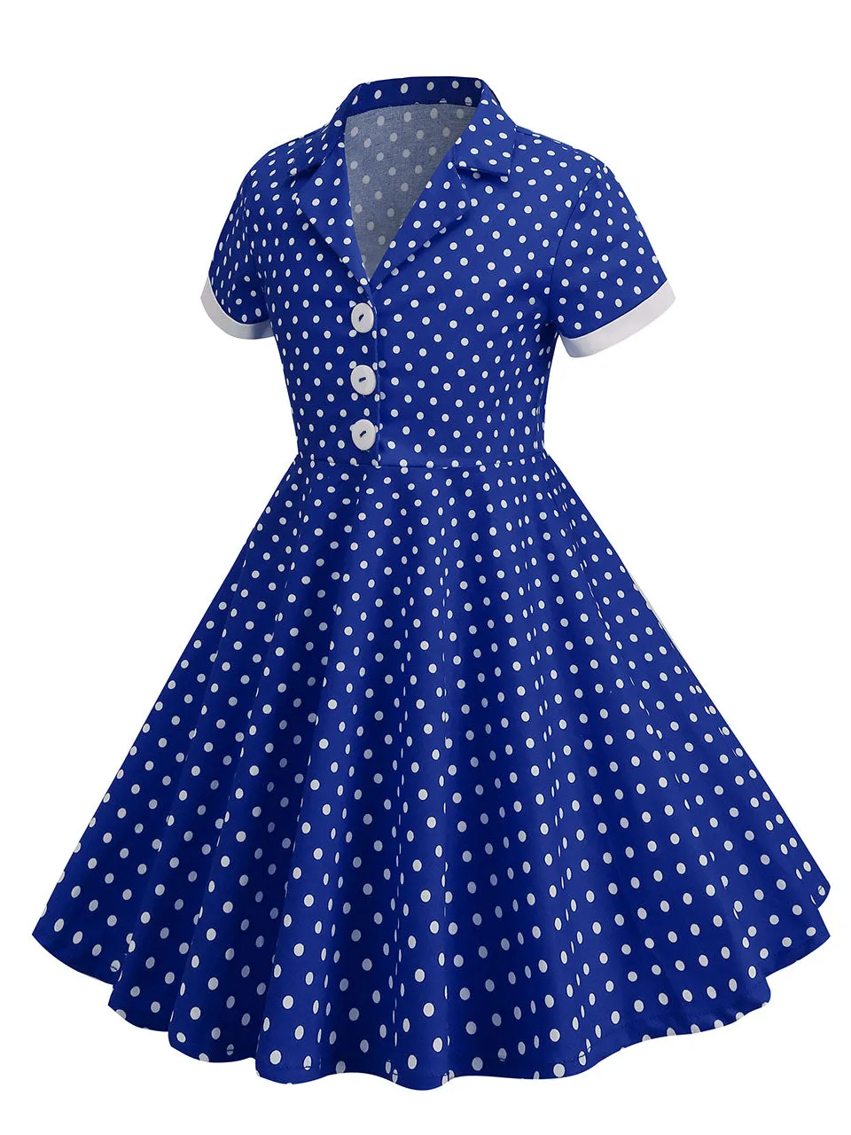 Kids Little Girls' Dress Turn Down Collar Polka Dot Cotton 1950S Vintage Dress