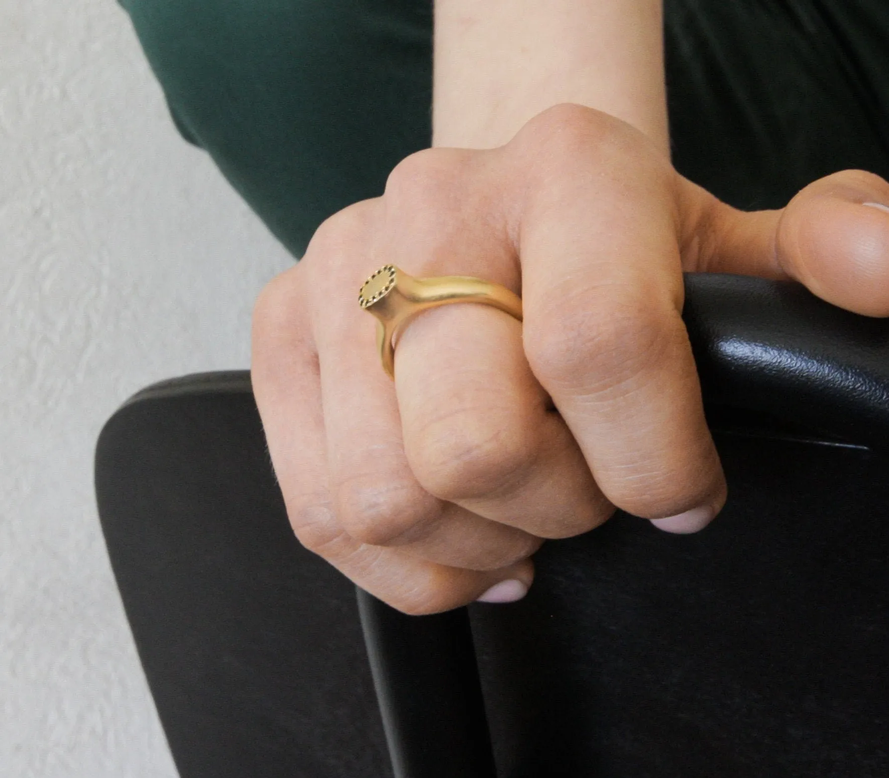 King Crown Gold & Black Diamond Signet Ring