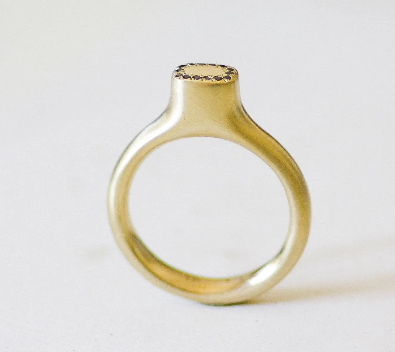 King Crown Gold & Black Diamond Signet Ring