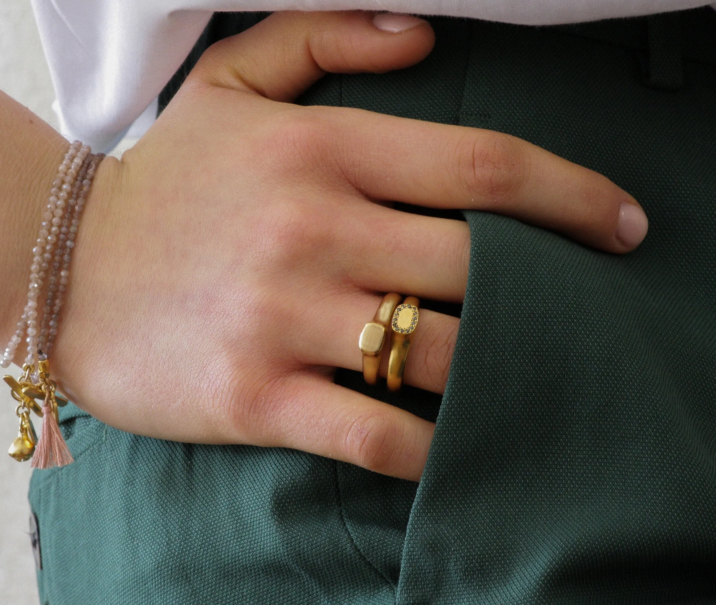 King Crown Gold & Black Diamond Signet Ring