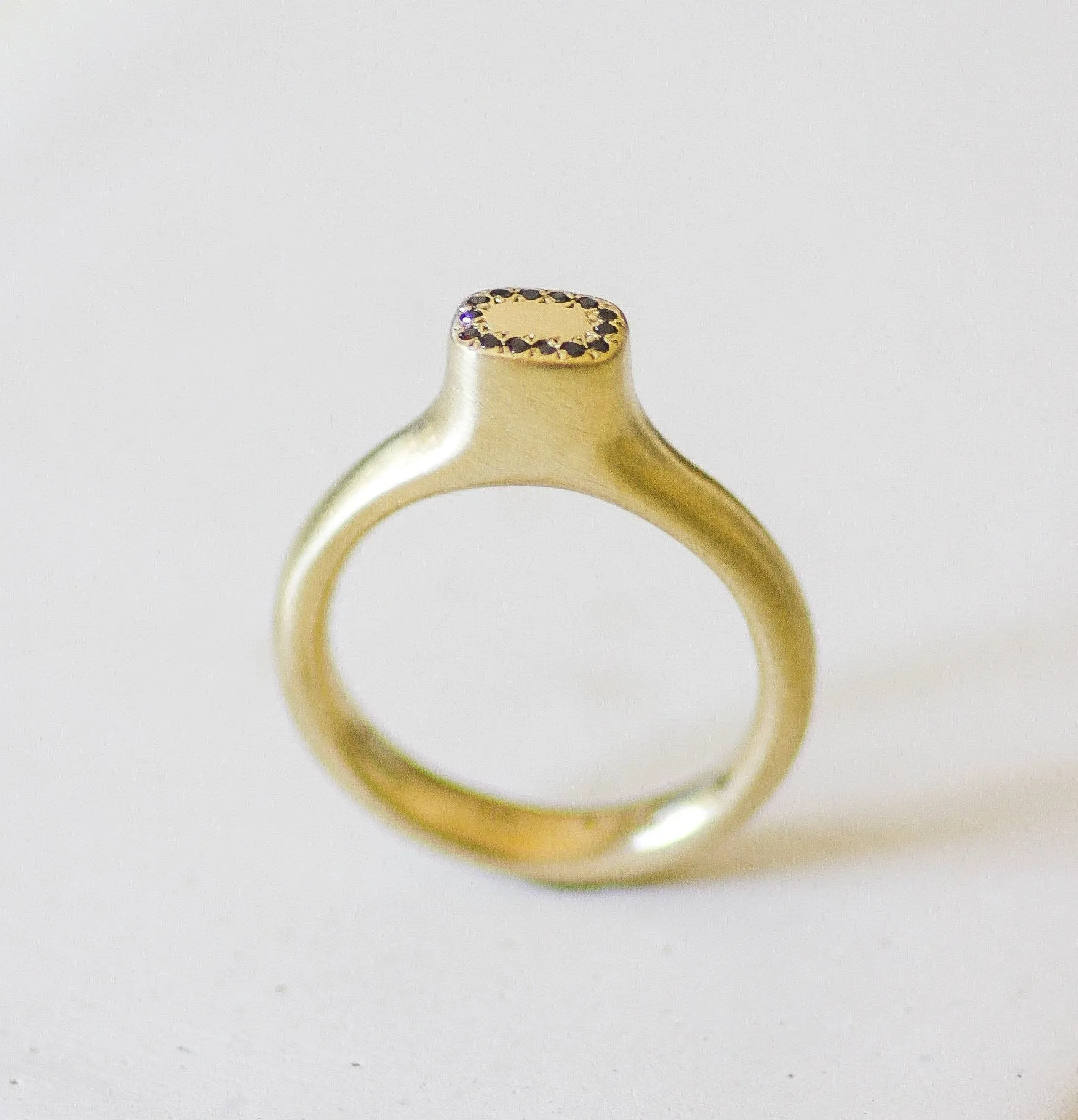 King Crown Gold & Black Diamond Signet Ring