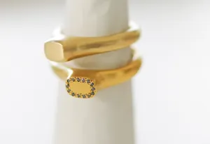 King Crown Gold & Black Diamond Signet Ring