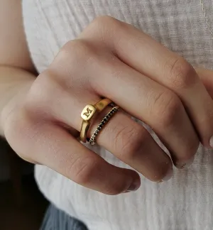 King Crown Gold Personalized Initial Signet Ring
