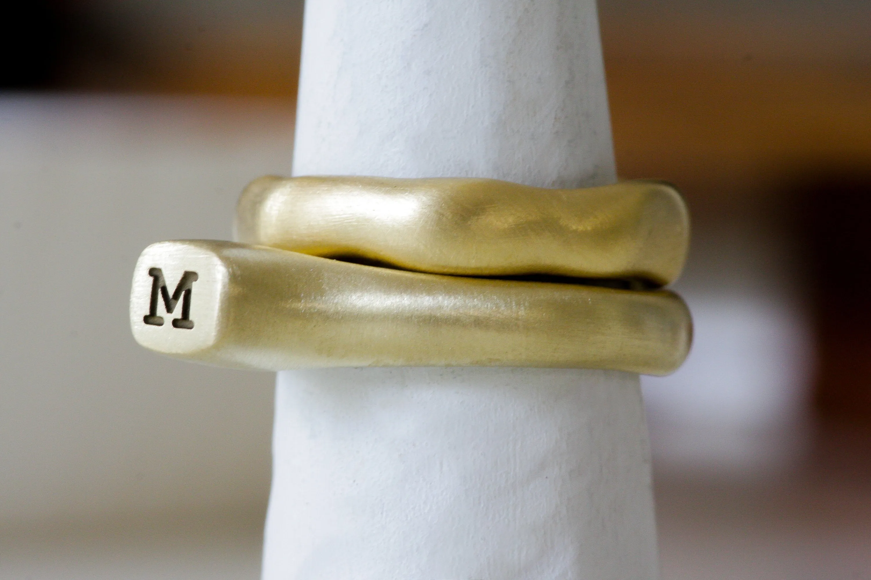 King Crown Gold Personalized Initial Signet Ring