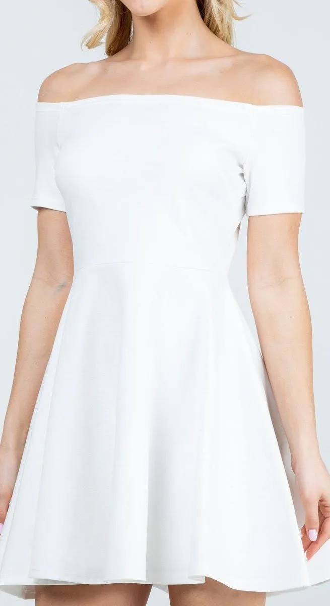 La Scala 25795 Off the Shoulder Short Sleeve Skater Dress