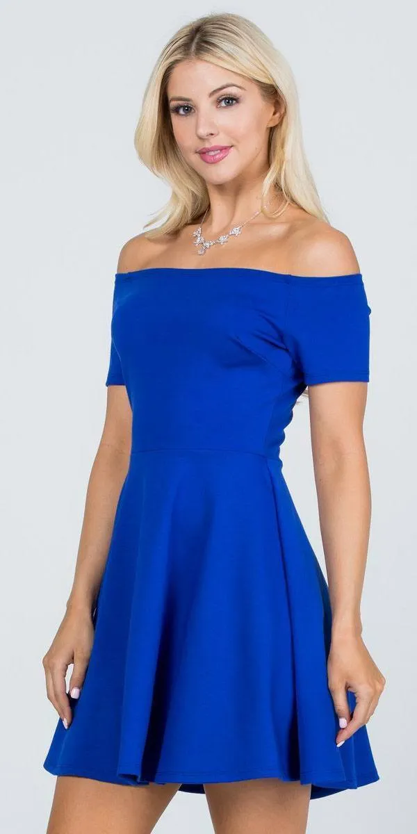 La Scala 25795 Off the Shoulder Short Sleeve Skater Dress