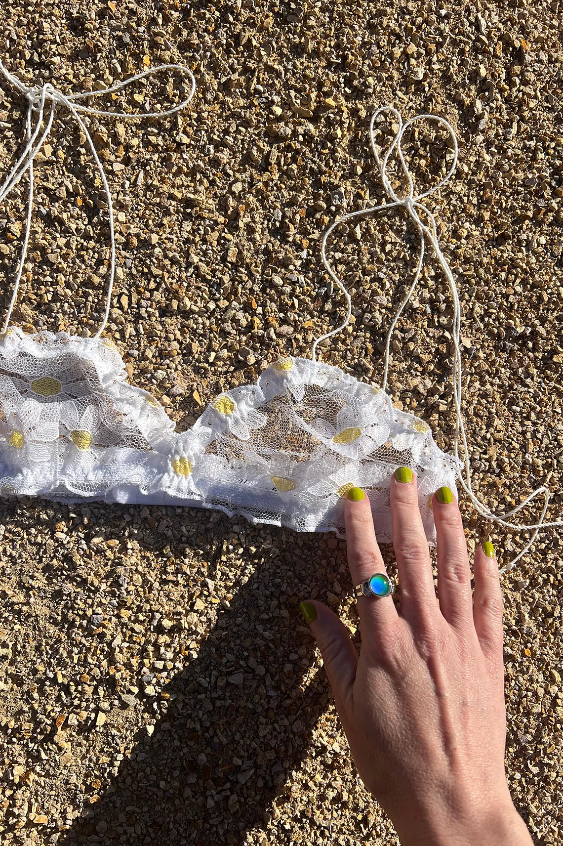 LAST ONE Anaphora Bralette in Sheer Upcycled Vintage Daisy Tulle Mesh