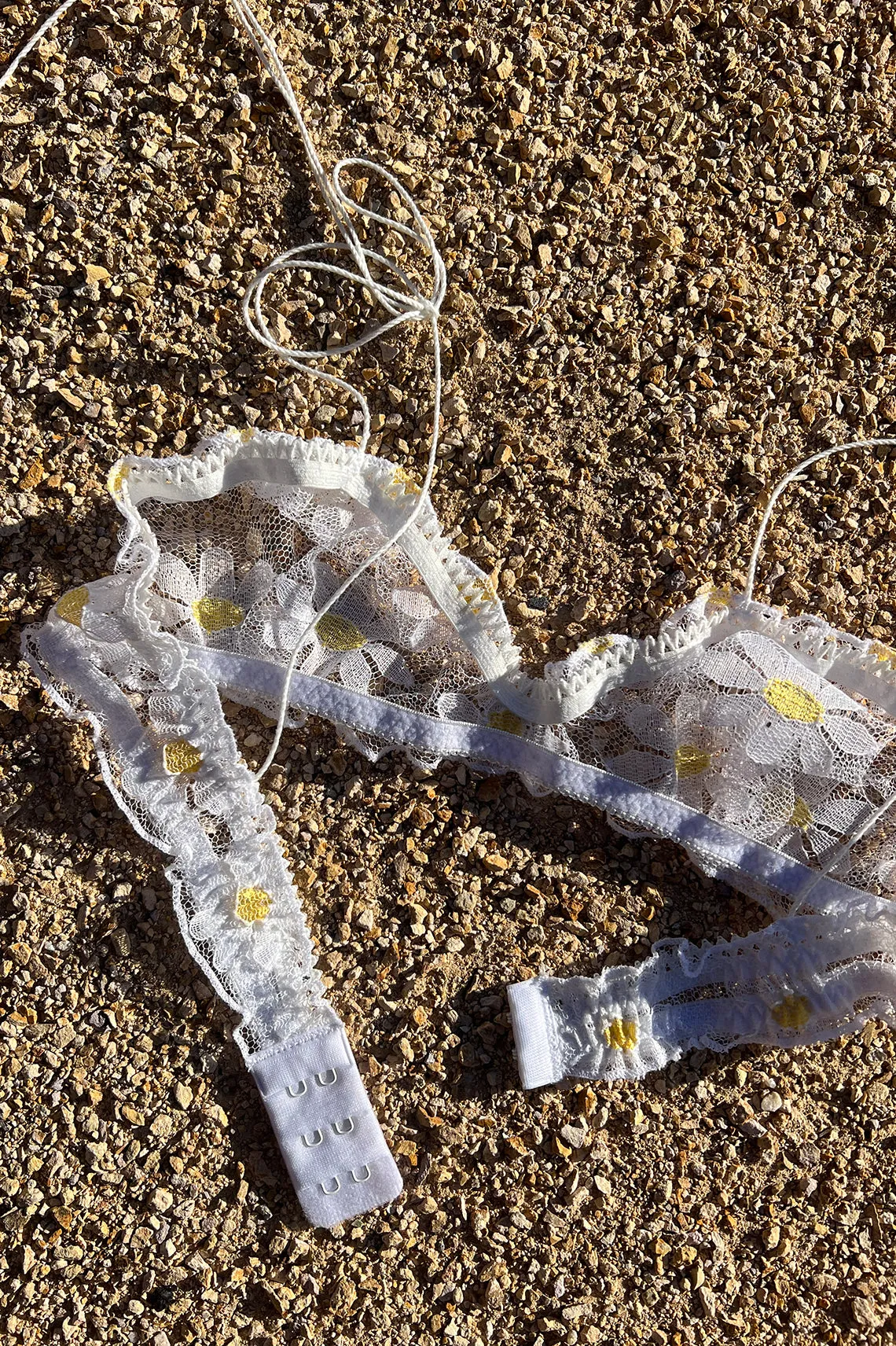 LAST ONE Anaphora Bralette in Sheer Upcycled Vintage Daisy Tulle Mesh