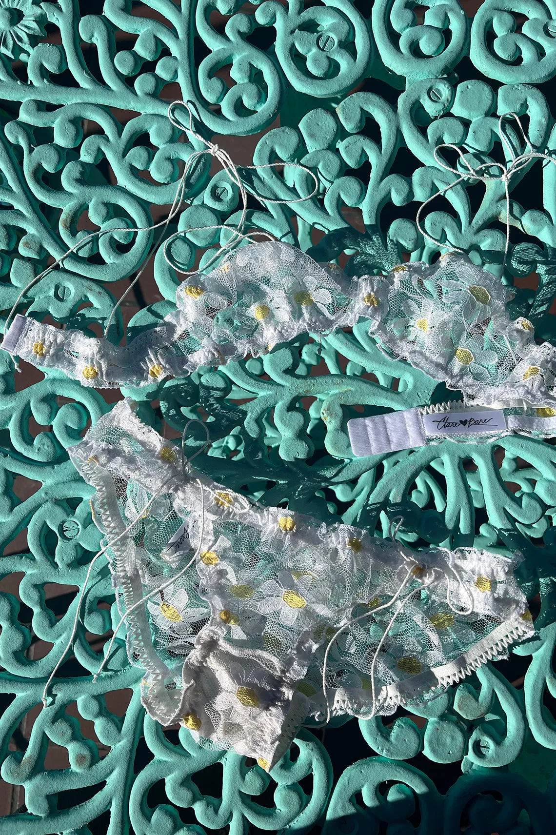 LAST ONE Anaphora Bralette in Sheer Upcycled Vintage Daisy Tulle Mesh