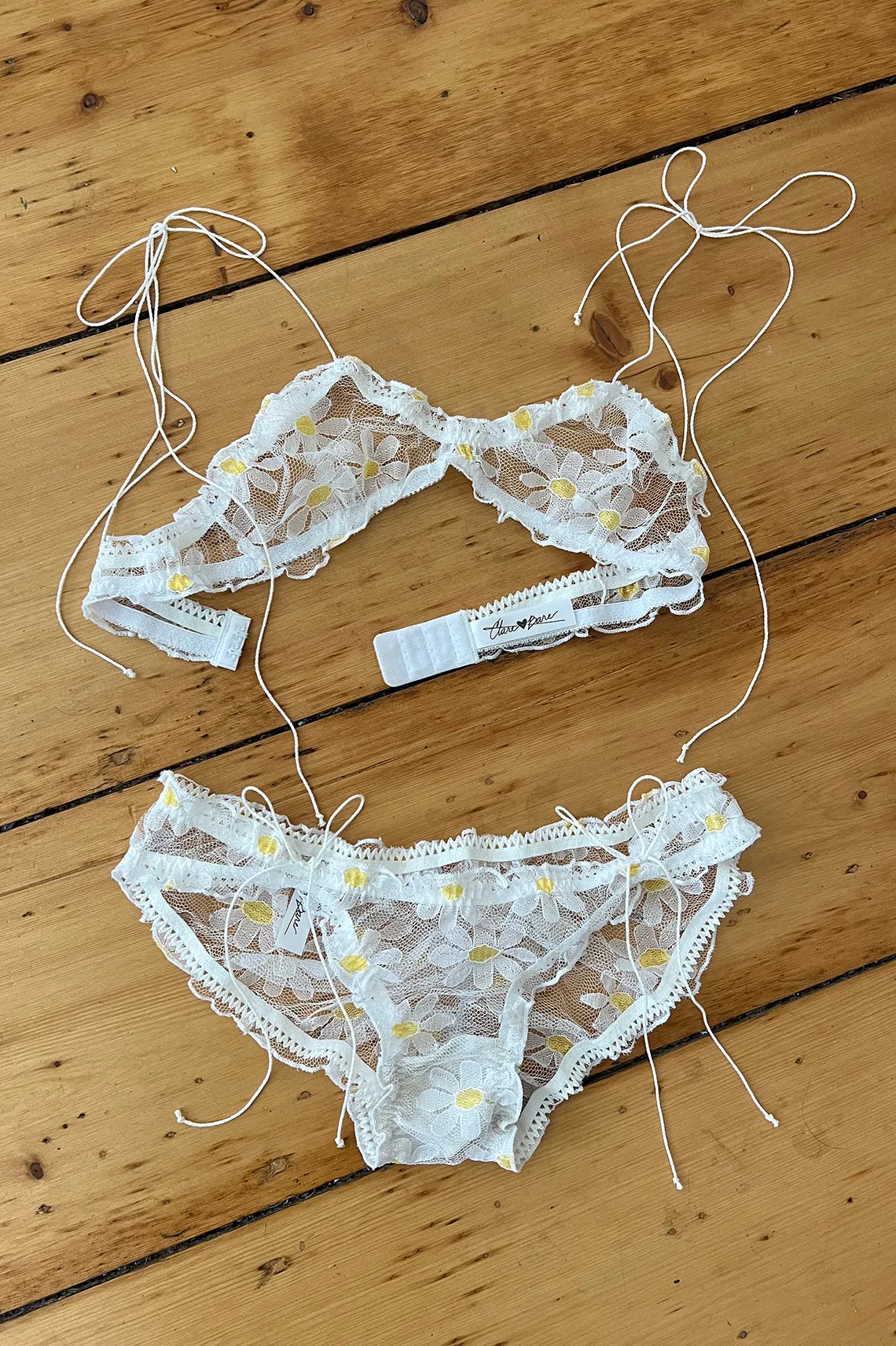 LAST ONE Anaphora Bralette in Sheer Upcycled Vintage Daisy Tulle Mesh