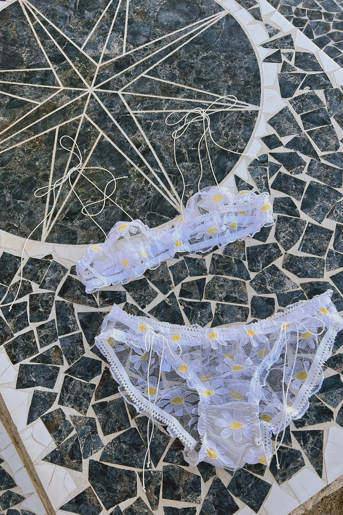LAST ONE Anaphora Bralette in Sheer Upcycled Vintage Daisy Tulle Mesh