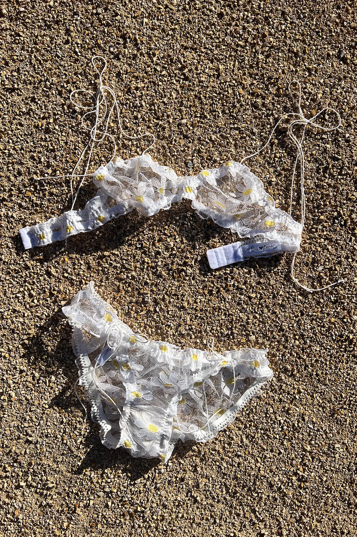 LAST ONE Anaphora Bralette in Sheer Upcycled Vintage Daisy Tulle Mesh