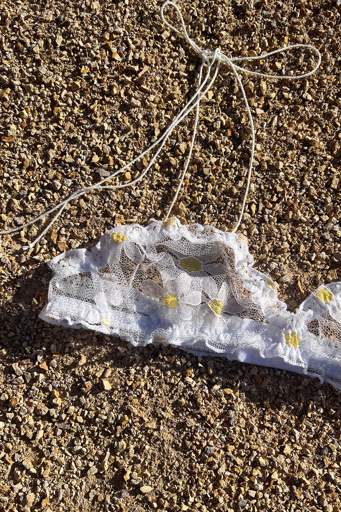LAST ONE Anaphora Bralette in Sheer Upcycled Vintage Daisy Tulle Mesh