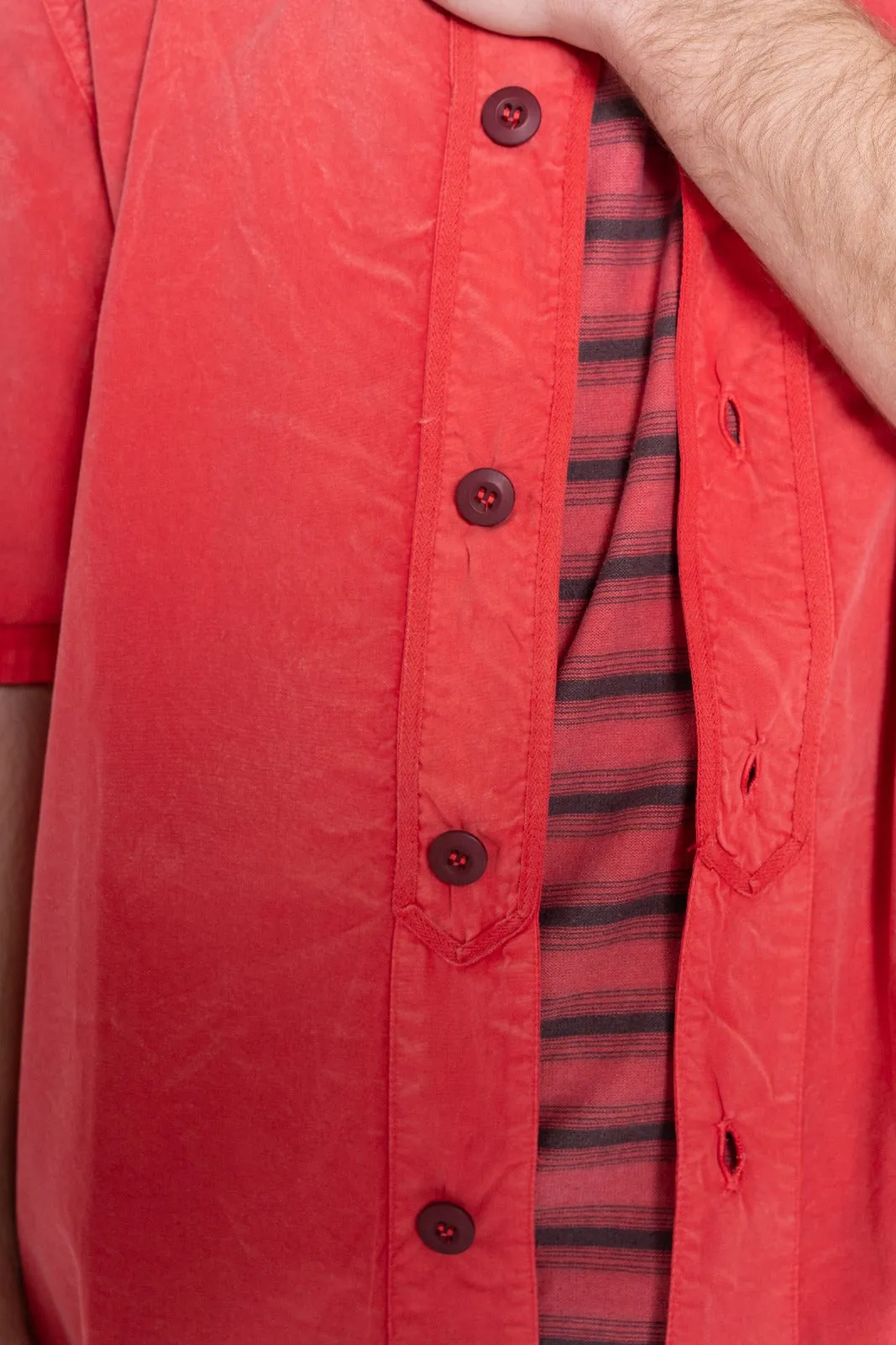 League Baseball Shirt Poplin Cotton Sunfaded Red