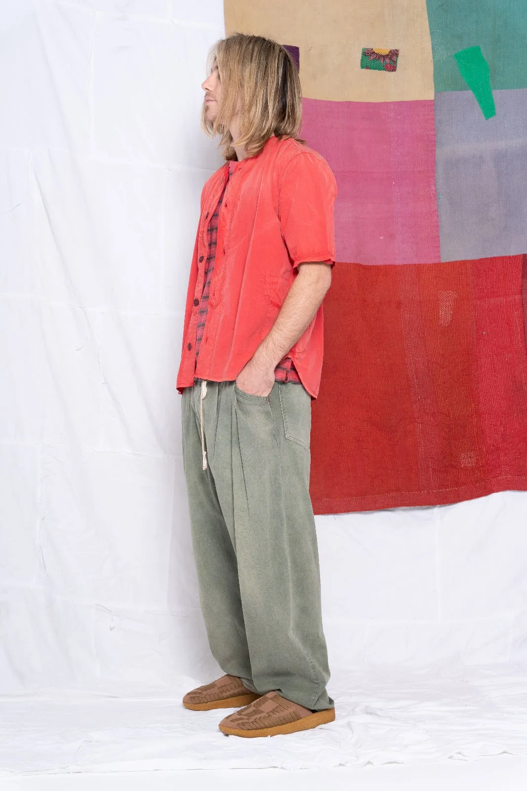 League Baseball Shirt Poplin Cotton Sunfaded Red