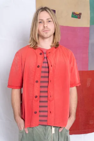 League Baseball Shirt Poplin Cotton Sunfaded Red
