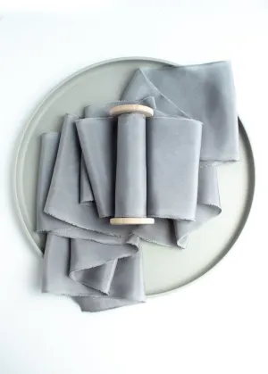 Lido Gray Blue Silk Ribbon in Habotai