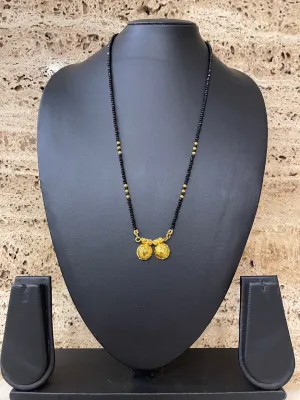 Long Mangalsutra Designs Gold Plated Maharashtrian Style Vati Pendant with Crystal Beads