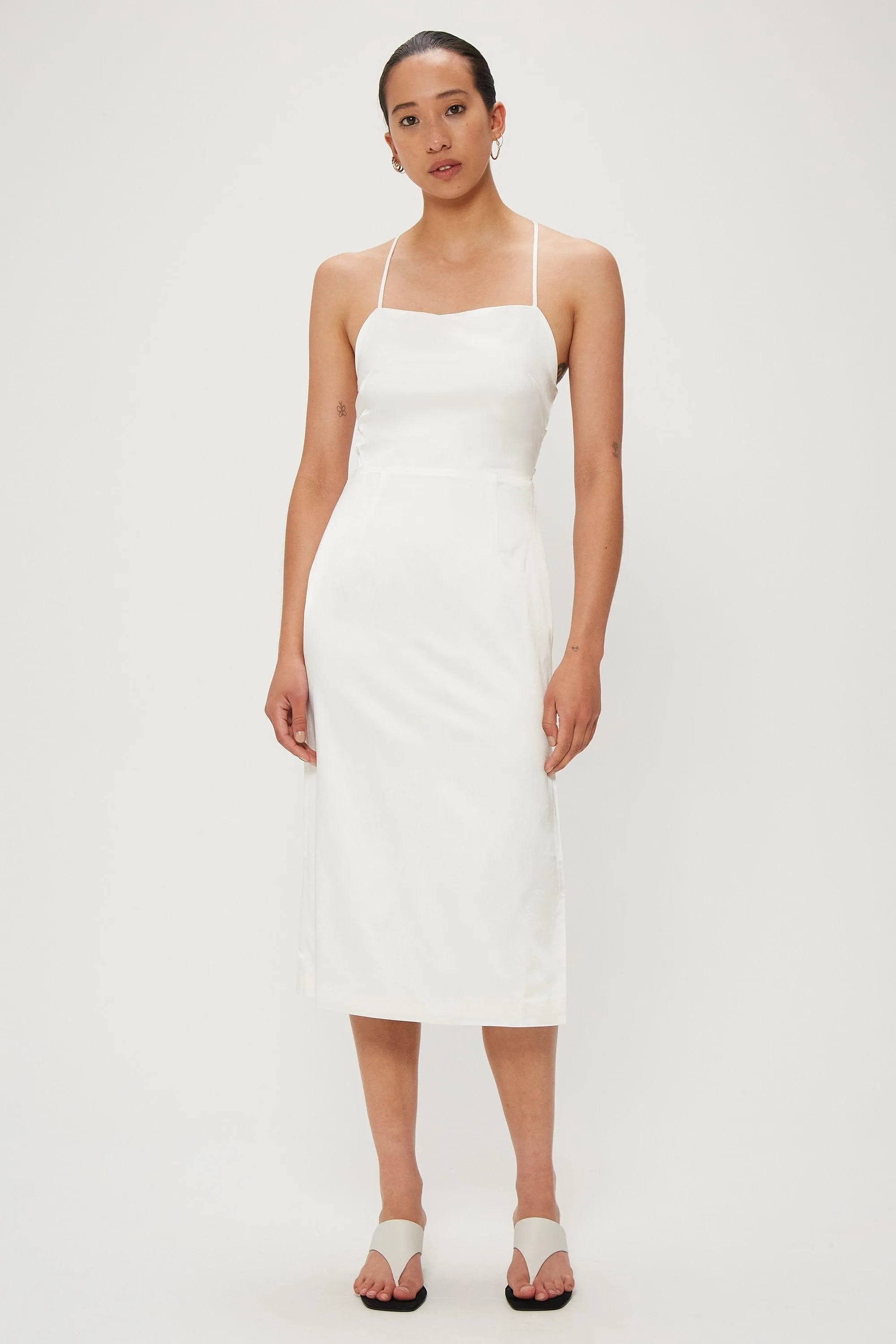 LONG NIGHTS LACE BACK DRESS | OFF WHITE