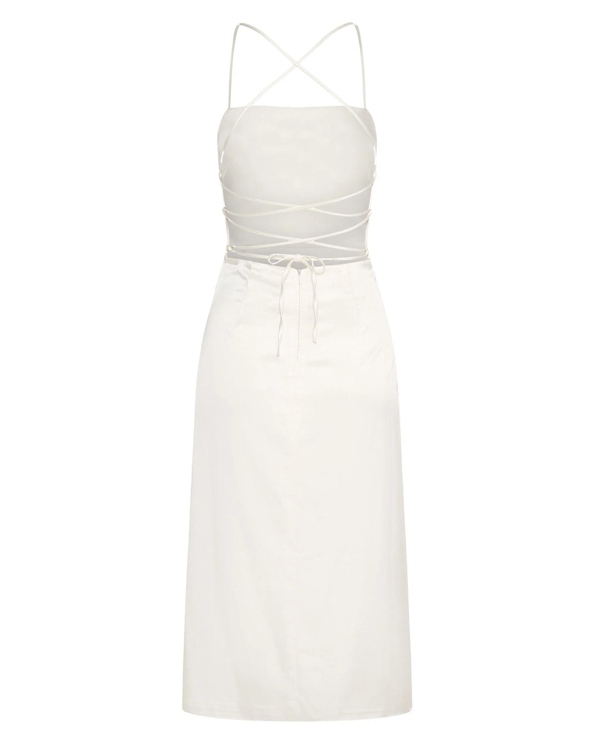 LONG NIGHTS LACE BACK DRESS | OFF WHITE