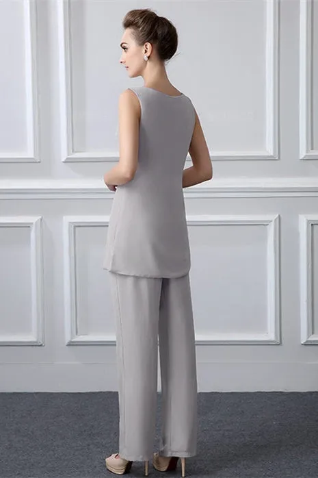Long Tulle Jewel Vintage Knee-length Mother's suit