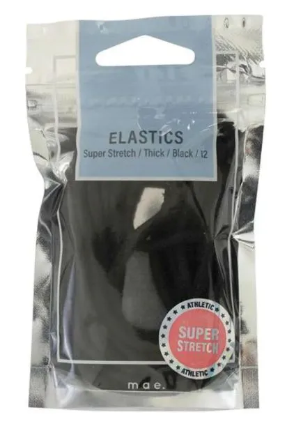Mae 40-2203Bk Elast. Thick Black 12 Rubber Bands