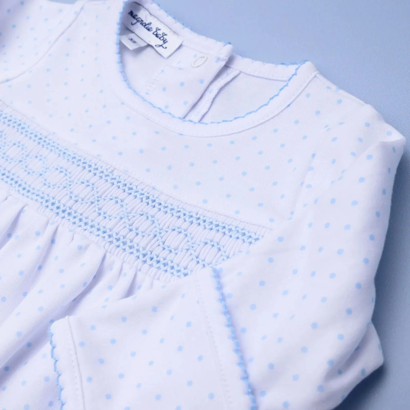 Magnolia Baby Boys Soft Pima Cotton Tiny Dot Smocked Gown Newborn