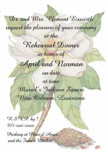 MAGNOLIA BRANCH CUSTOM INVITATION